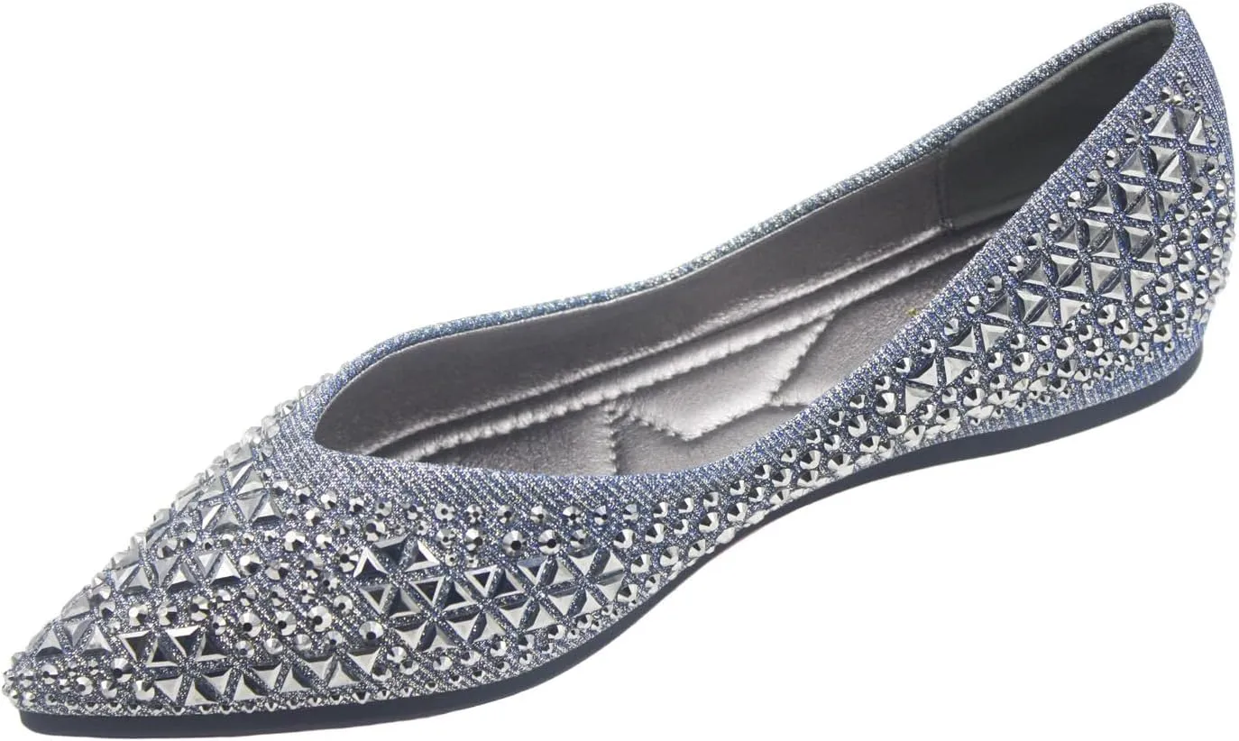Women's Flats Comfortable Pointed Rhinestone Ballet Flats Soft Memory Foam Insole for Women Sparkle Elegant Dress Shoes