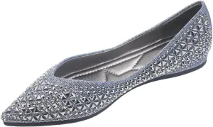 Women's Flats Comfortable Pointed Rhinestone Ballet Flats Soft Memory Foam Insole for Women Sparkle Elegant Dress Shoes