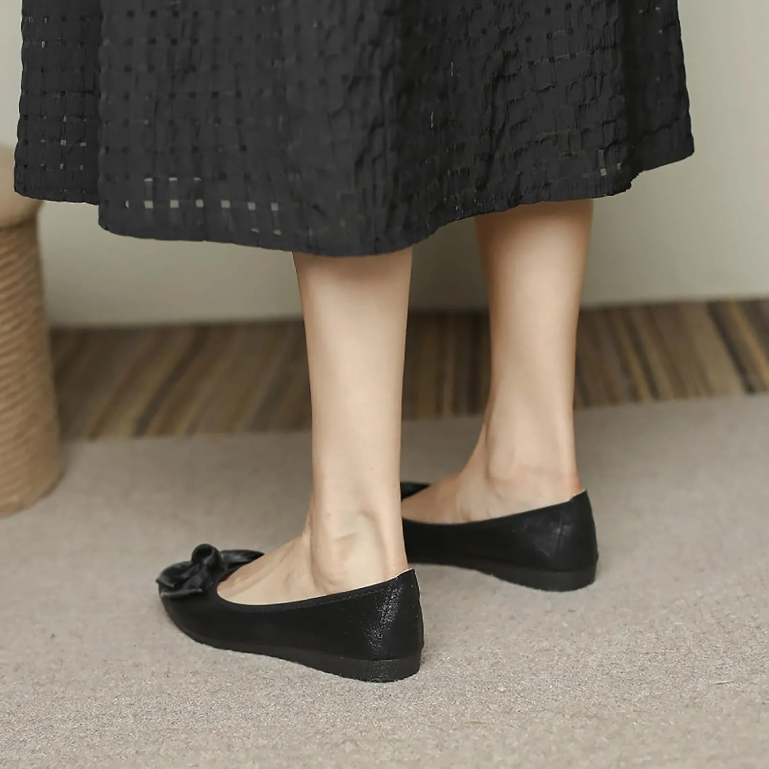 Women's Flats, Foldable Ballet Flats for Women, Fashion Bow Tie Pionted Toe Comfort Lightweight Slip-On Dress Shoes