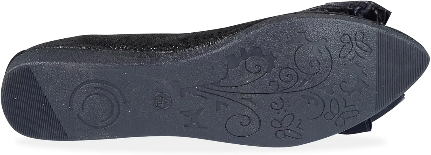 Women's Flats, Foldable Ballet Flats for Women, Fashion Bow Tie Pionted Toe Comfort Lightweight Slip-On Dress Shoes