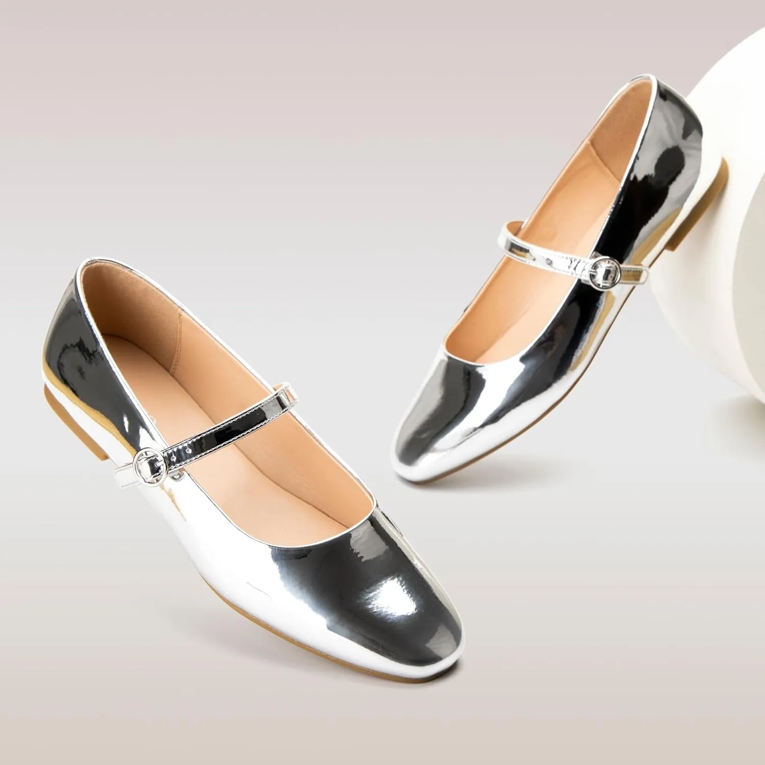 Women's Flats Mary Jane Ballet Flats for Women Classic Square Toe Women Shoes Dressy Comfort Ankle Strap Flats for Women