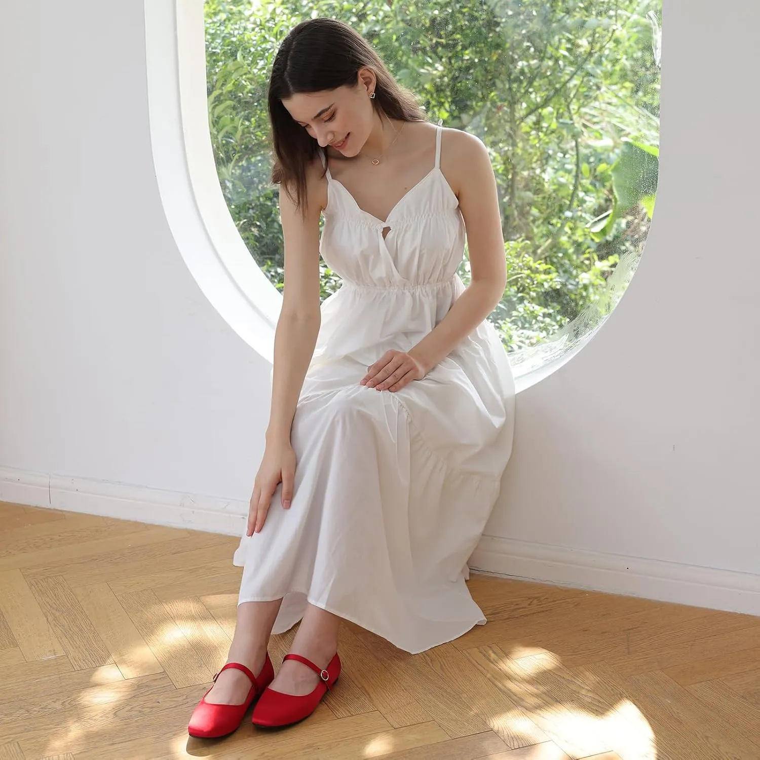 Women's Flats Mary Jane Ballet Flats for Women Classic Square Toe Women Shoes Dressy Comfort Ankle Strap Flats for Women