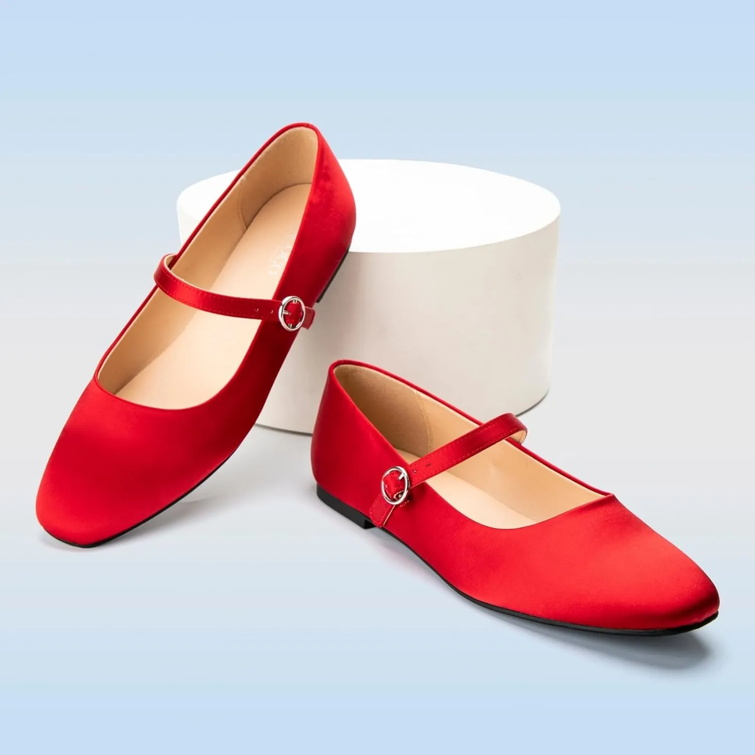 Women's Flats Mary Jane Ballet Flats for Women Classic Square Toe Women Shoes Dressy Comfort Ankle Strap Flats for Women