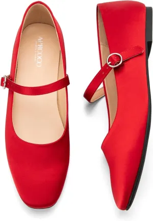 Women's Flats Mary Jane Ballet Flats for Women Classic Square Toe Women Shoes Dressy Comfort Ankle Strap Flats for Women