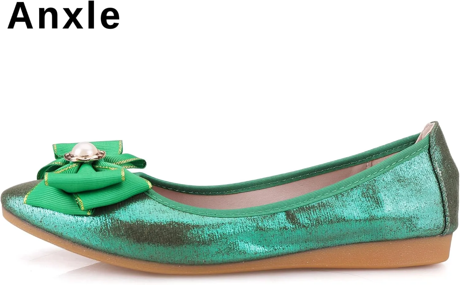 Womens Foldable Ballet Flats Bling Rhinestone Pointed Toe Comfort Slip On Walk Work Loafers Bridal Dress Shoes