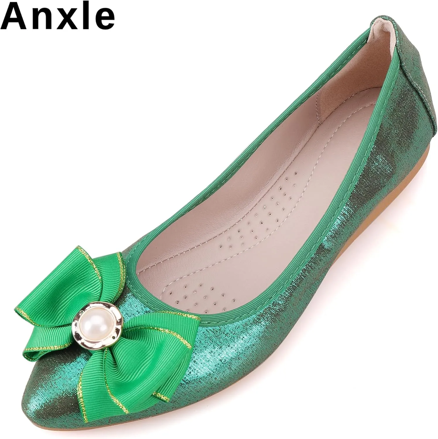 Womens Foldable Ballet Flats Bling Rhinestone Pointed Toe Comfort Slip On Walk Work Loafers Bridal Dress Shoes