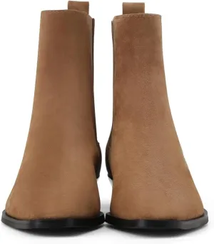 Women's Genuine Leather Chelsea Boots, Side Elasticity, Simple Design, Chunky Heel for Height Increase