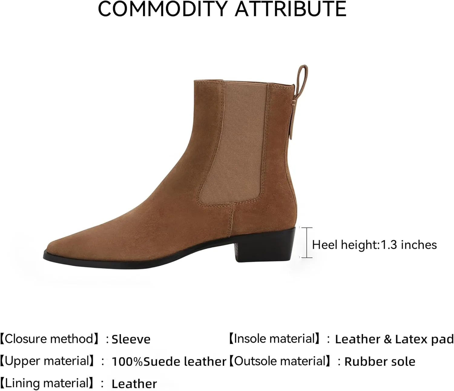 Women's Genuine Leather Chelsea Boots, Side Elasticity, Simple Design, Chunky Heel for Height Increase