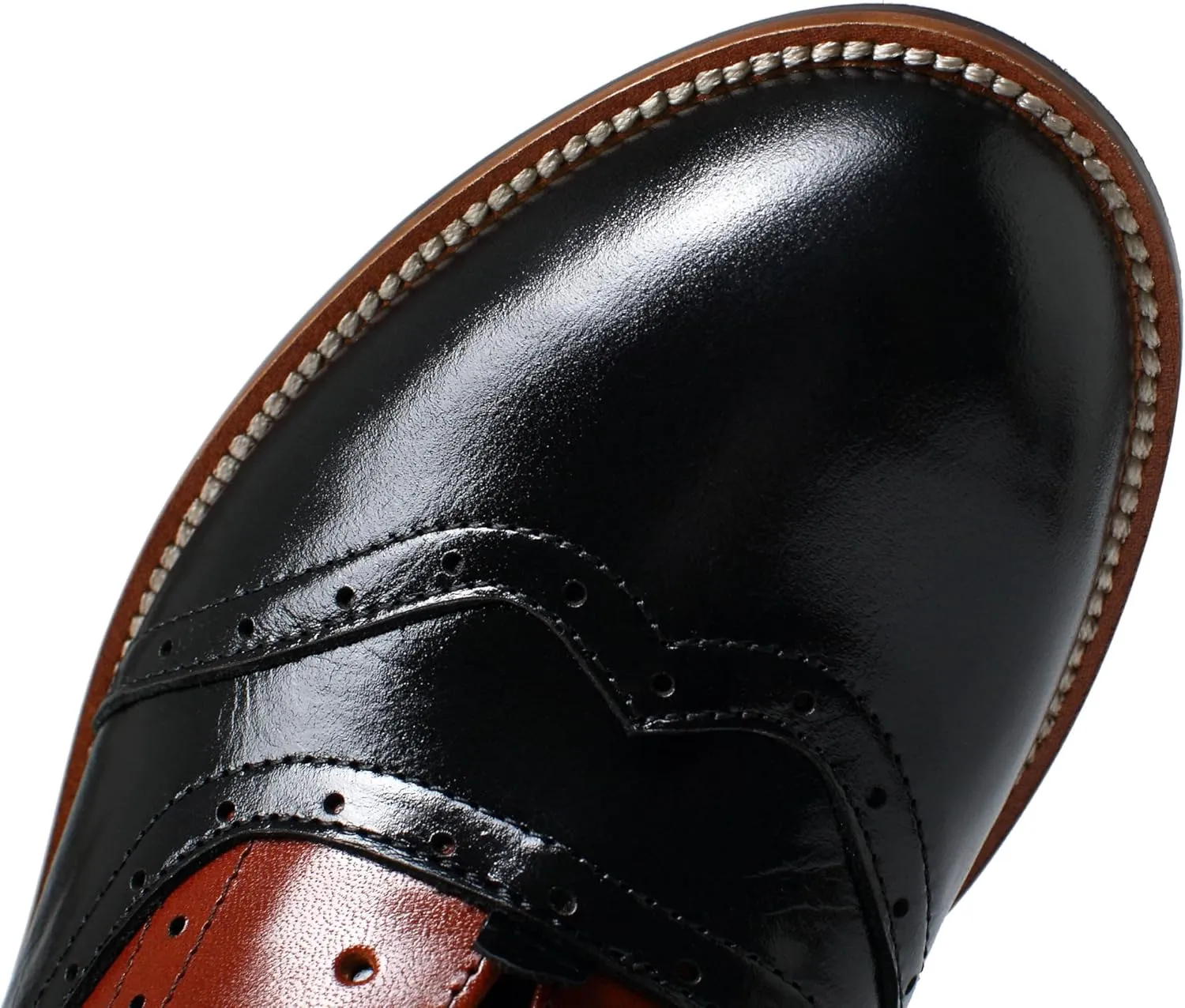 Women's Genuine Leather Mary Jane Saddle Oxford Loafers Brogue Shoes