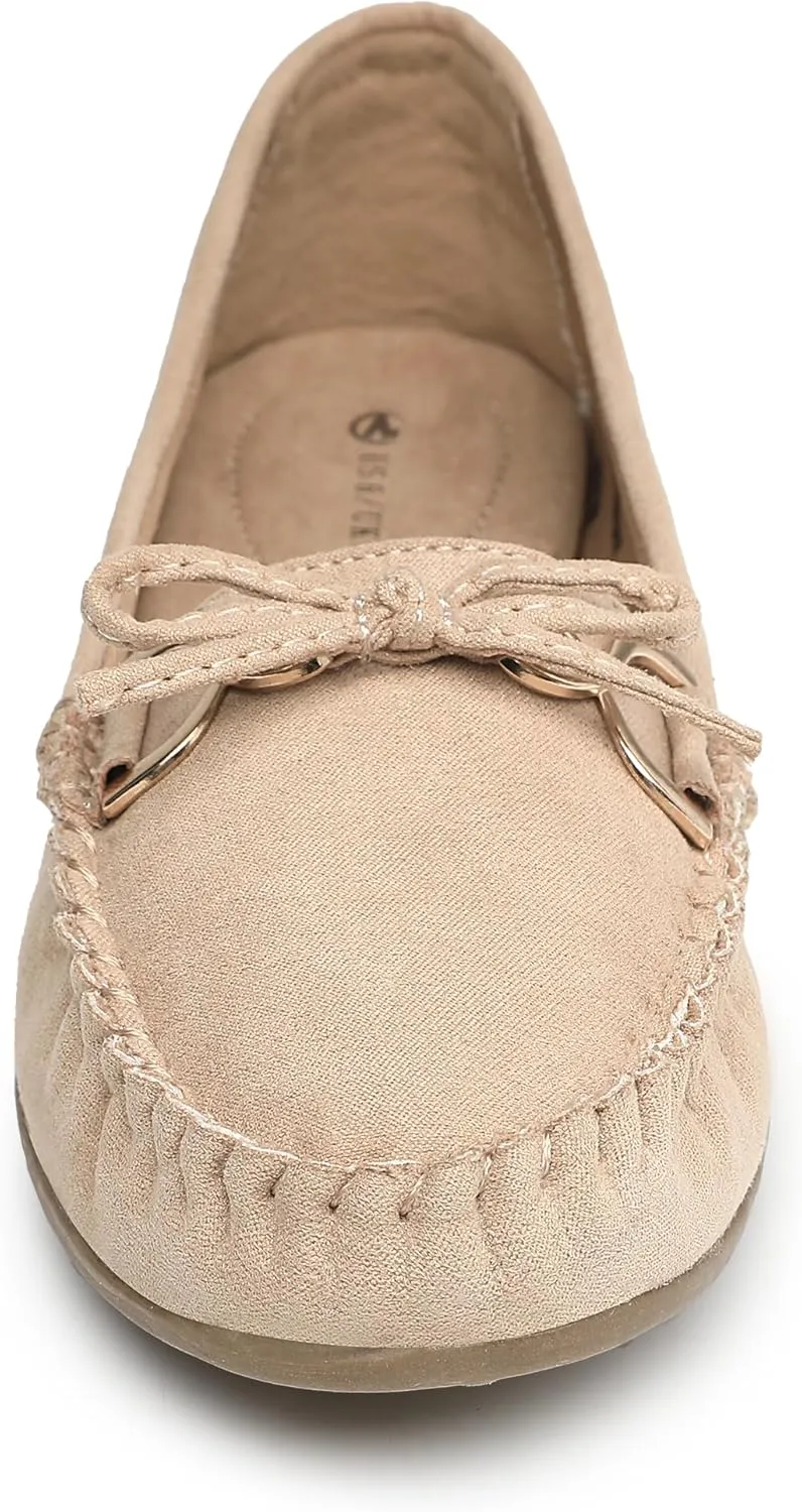 Women's Loafers Slip Ons Shoes with Bowknot Driving Flats Casual Comfort Walking Penny Loafers for Women