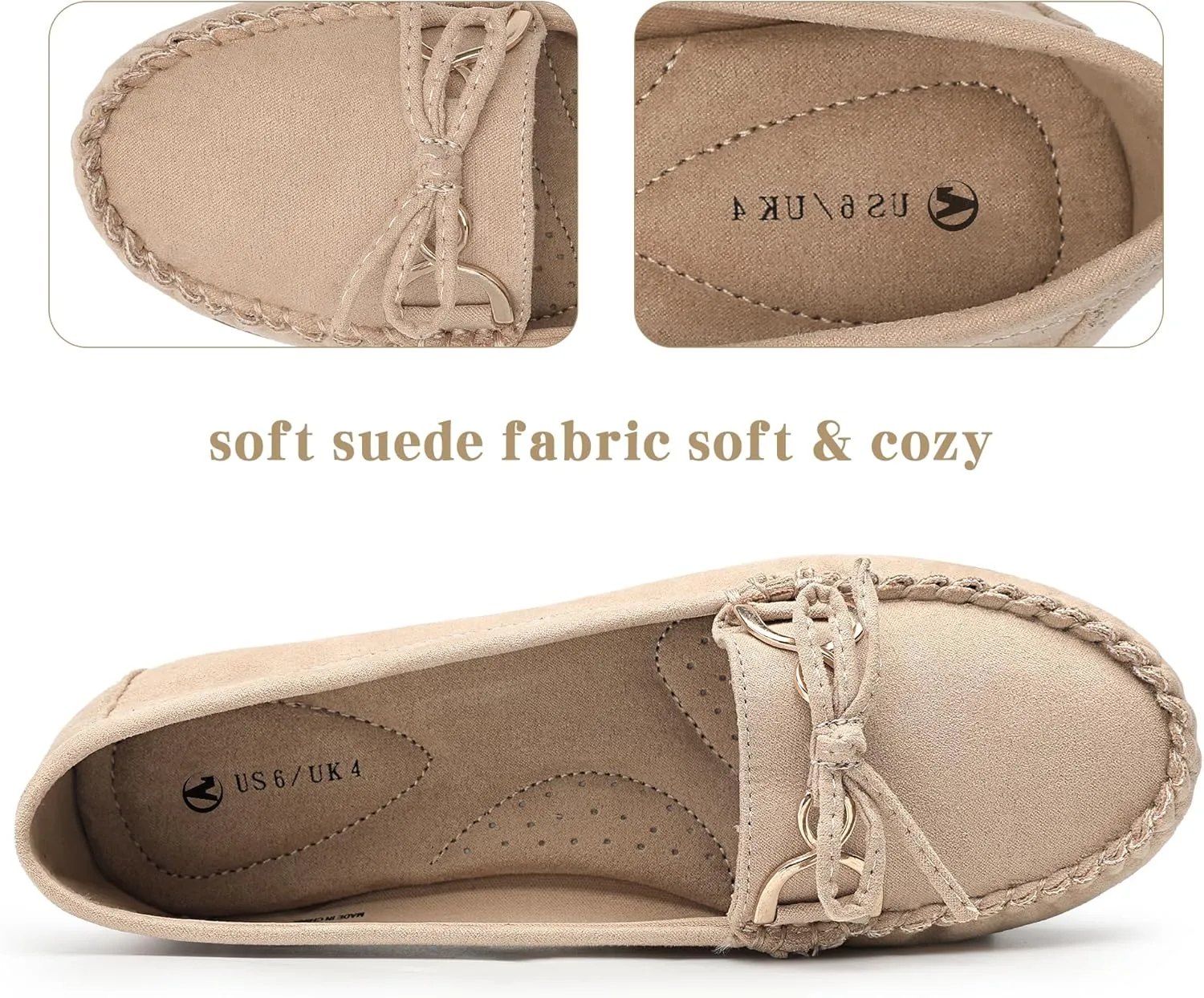 Women's Loafers Slip Ons Shoes with Bowknot Driving Flats Casual Comfort Walking Penny Loafers for Women