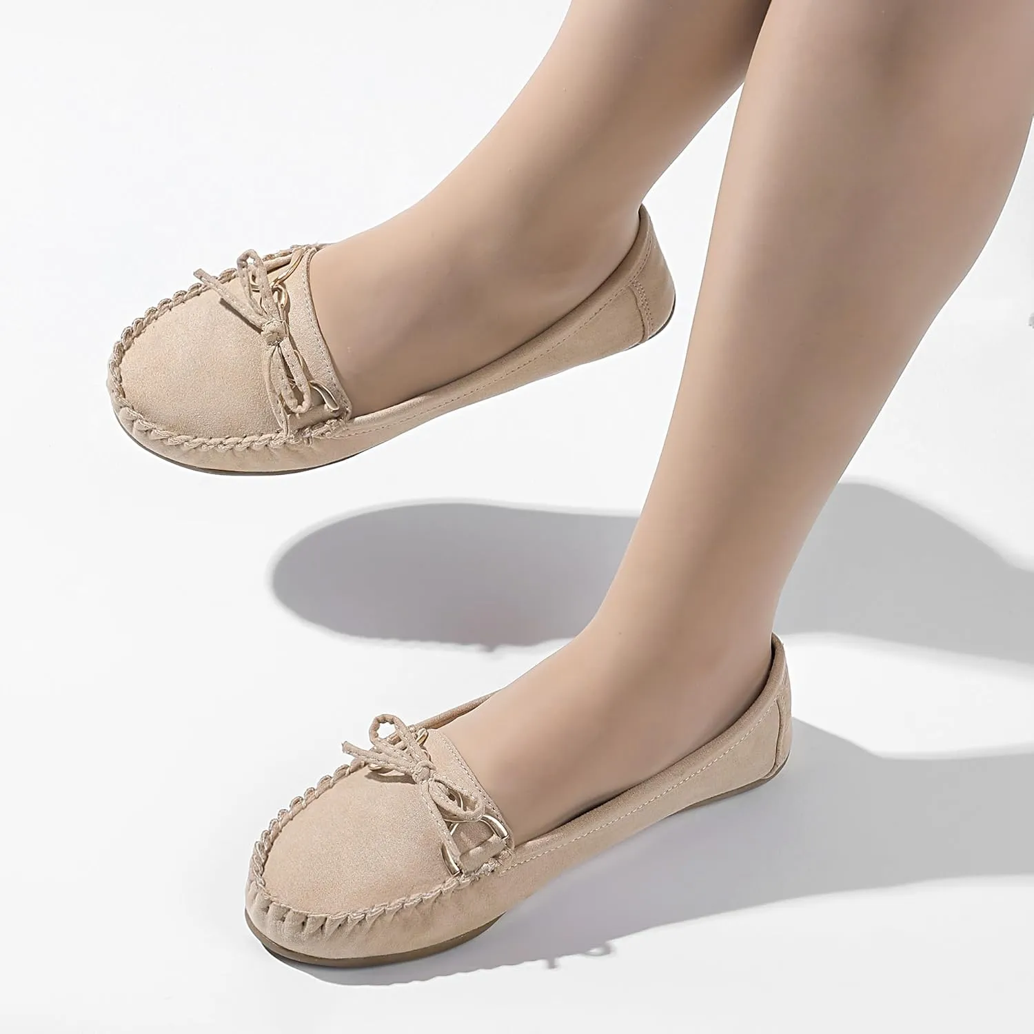Women's Loafers Slip Ons Shoes with Bowknot Driving Flats Casual Comfort Walking Penny Loafers for Women
