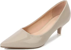 Women's Low Kitten Heel Pumps Classic Fashion Dress Pumps Simple Heeled Shoes for Office Work
