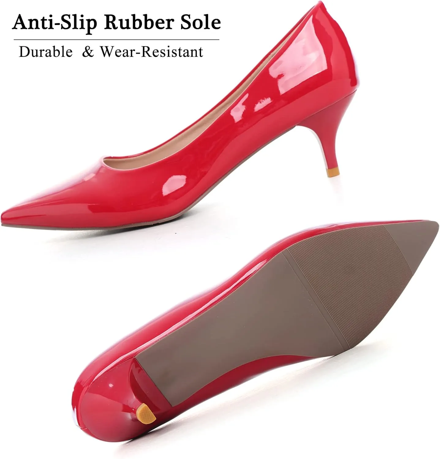 Women's Low Kitten Heel Pumps Classic Fashion Dress Pumps Simple Heeled Shoes for Office Work