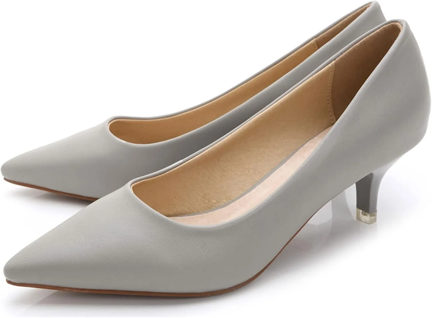 Women's Low Kitten Heel Pumps Classic Fashion Dress Pumps Simple Heeled Shoes for Office Work