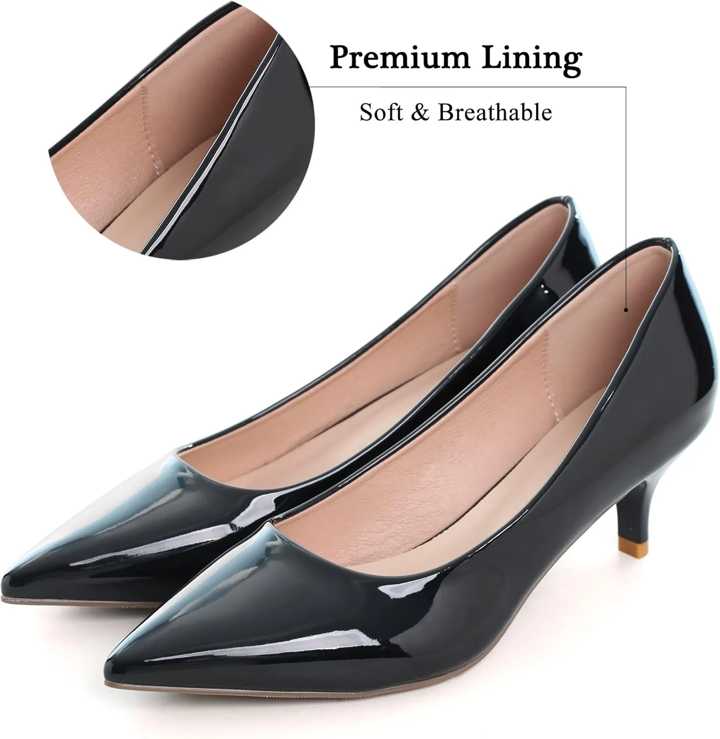 Women's Low Kitten Heel Pumps Classic Fashion Dress Pumps Simple Heeled Shoes for Office Work