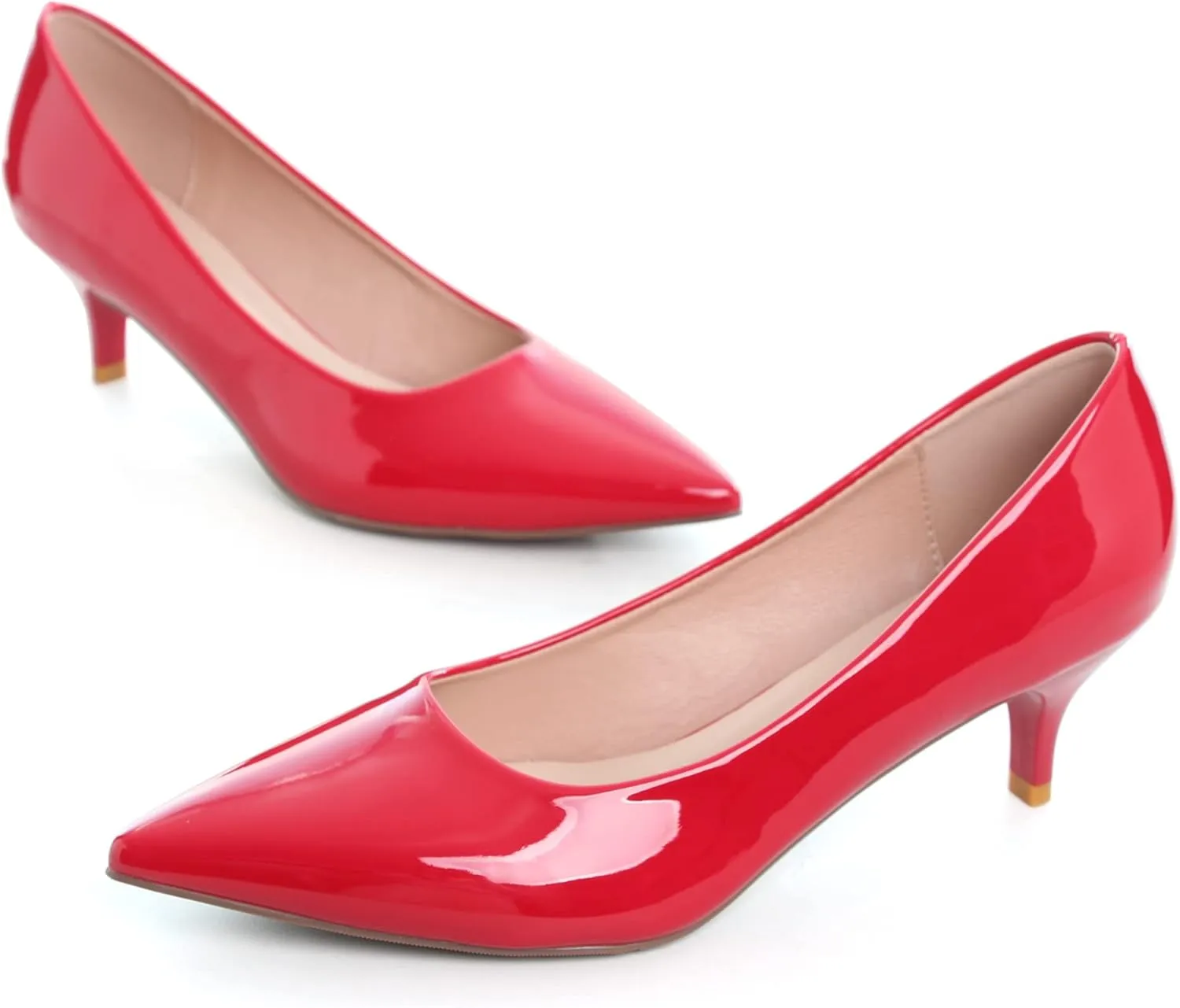 Women's Low Kitten Heel Pumps Classic Fashion Dress Pumps Simple Heeled Shoes for Office Work