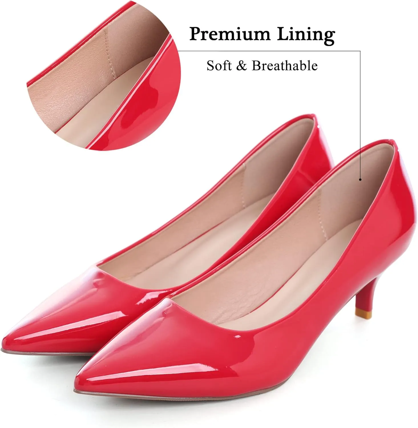 Women's Low Kitten Heel Pumps Classic Fashion Dress Pumps Simple Heeled Shoes for Office Work