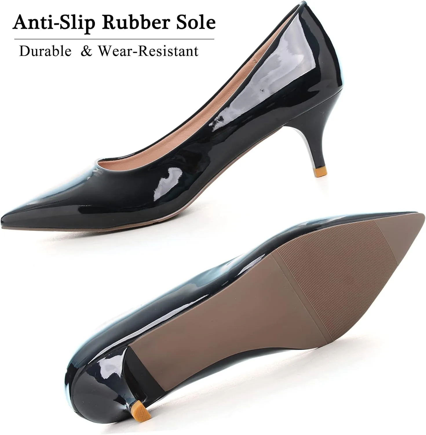 Women's Low Kitten Heel Pumps Classic Fashion Dress Pumps Simple Heeled Shoes for Office Work