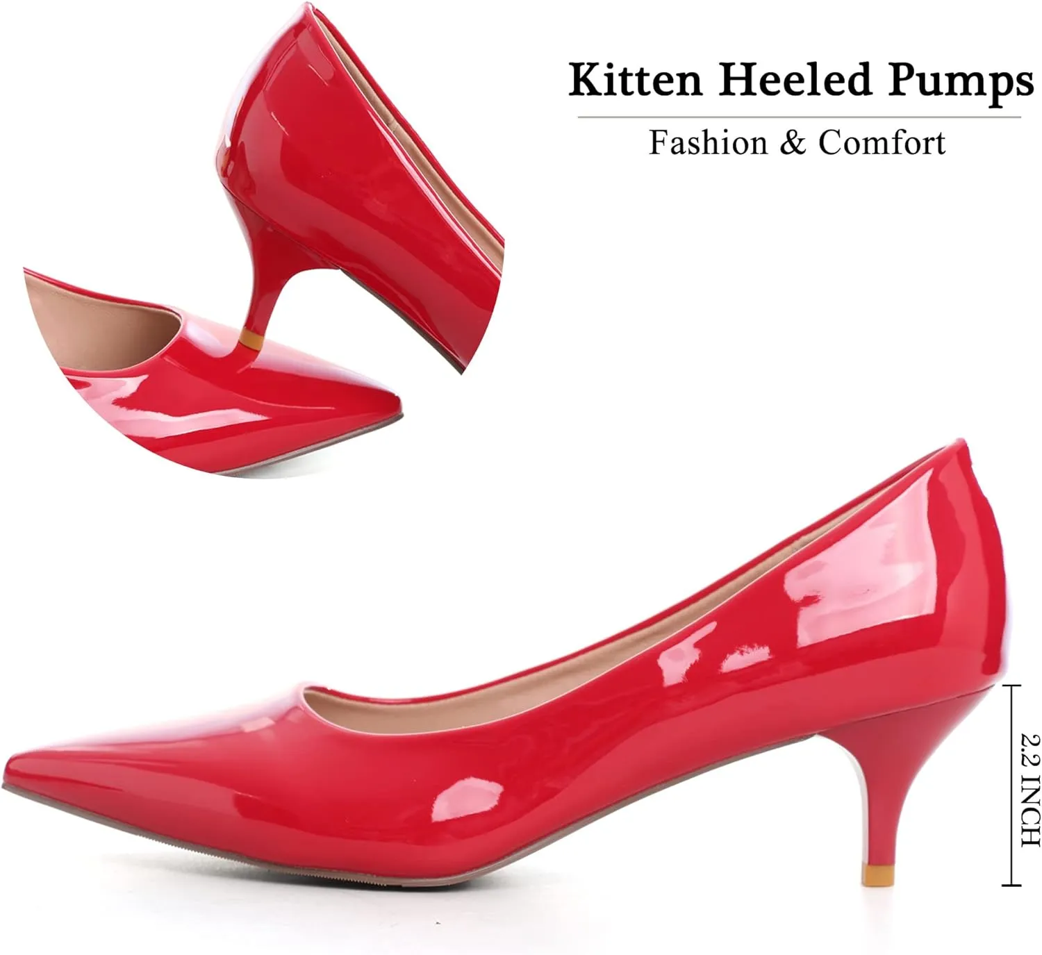 Women's Low Kitten Heel Pumps Classic Fashion Dress Pumps Simple Heeled Shoes for Office Work