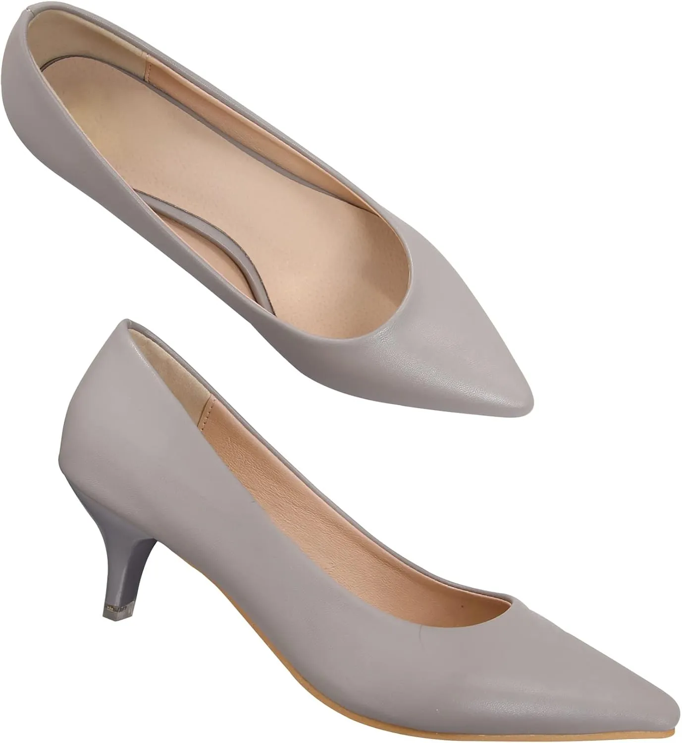 Women's Low Kitten Heel Pumps Classic Fashion Dress Pumps Simple Heeled Shoes for Office Work