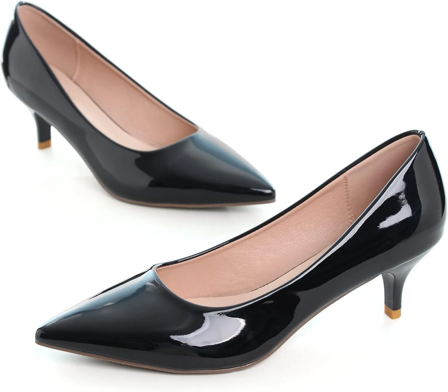 Women's Low Kitten Heel Pumps Classic Fashion Dress Pumps Simple Heeled Shoes for Office Work