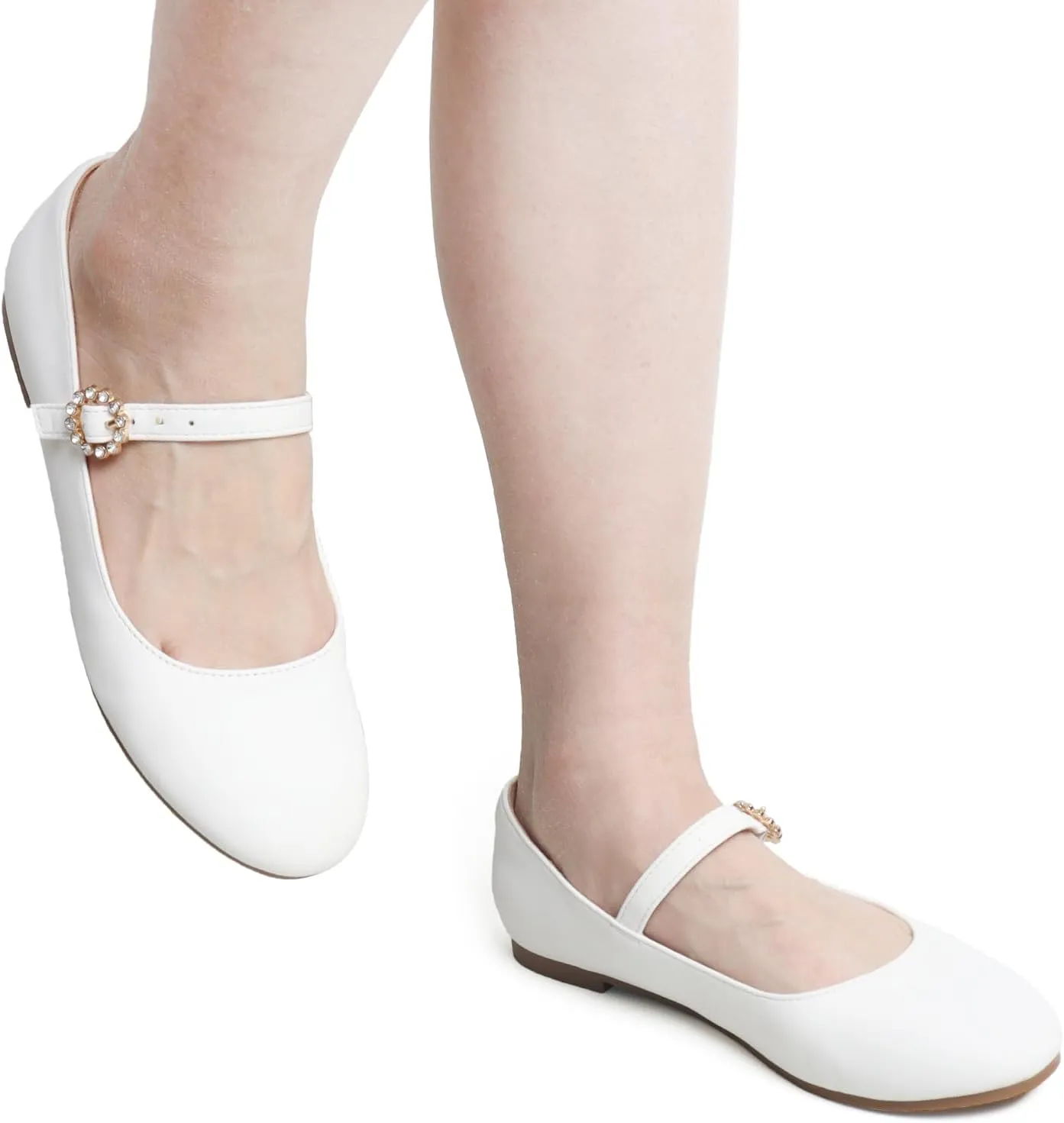 Womens Mary Jane Shoes Comfortable Strap Flats Dressy Casual Ballet Flats Shoes Floral Buckle Round Toe Black Flats Shoes for Women