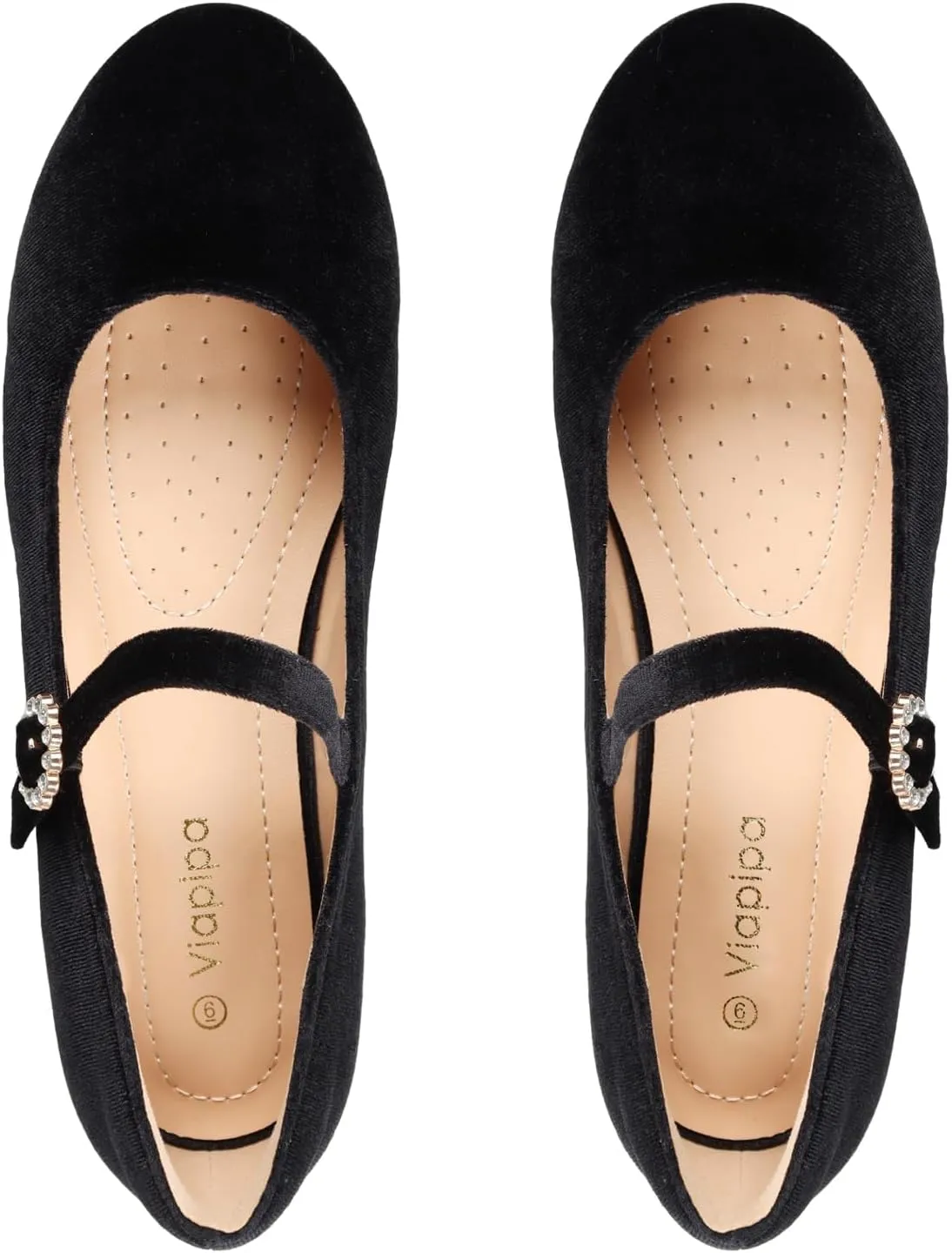 Womens Mary Jane Shoes Comfortable Strap Flats Dressy Casual Ballet Flats Shoes Floral Buckle Round Toe Black Flats Shoes for Women