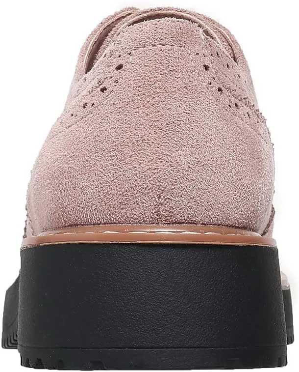 Women's Oxfords Classic Lace Up Vintage Round Toe Platform Casual Wingtip Brogues Low Heel Dress Shoes