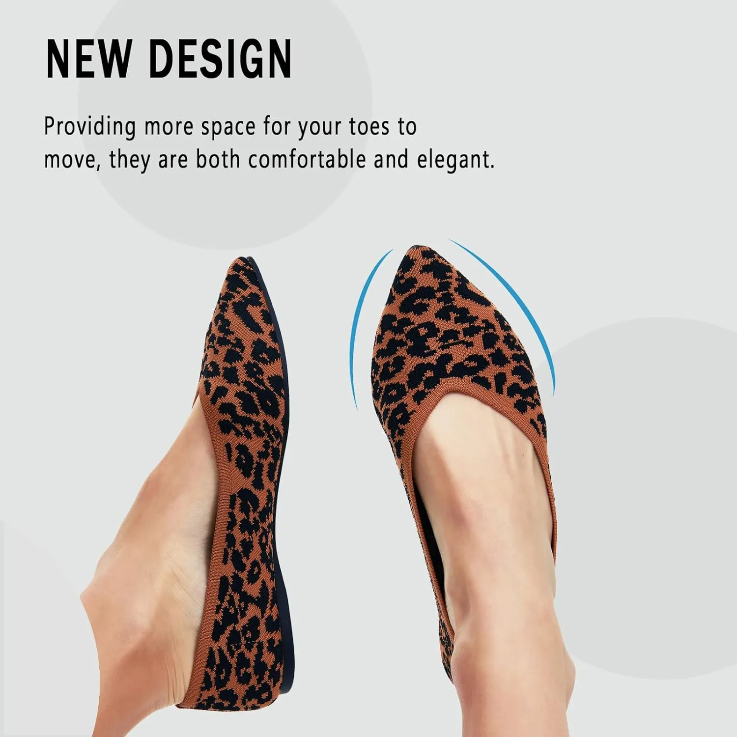Womens Pointed Toe Flats Knit Dress Washable Flats Slip On Ballet Shoes Women Comfort Office Low Wedge