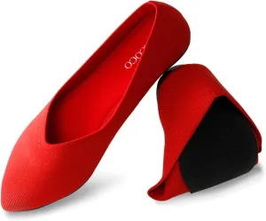 Womens Pointed Toe Flats Knit Dress Washable Flats Slip On Ballet Shoes Women Comfort Office Low Wedge