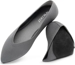 Womens Pointed Toe Flats Knit Dress Washable Flats Slip On Ballet Shoes Women Comfort Office Low Wedge