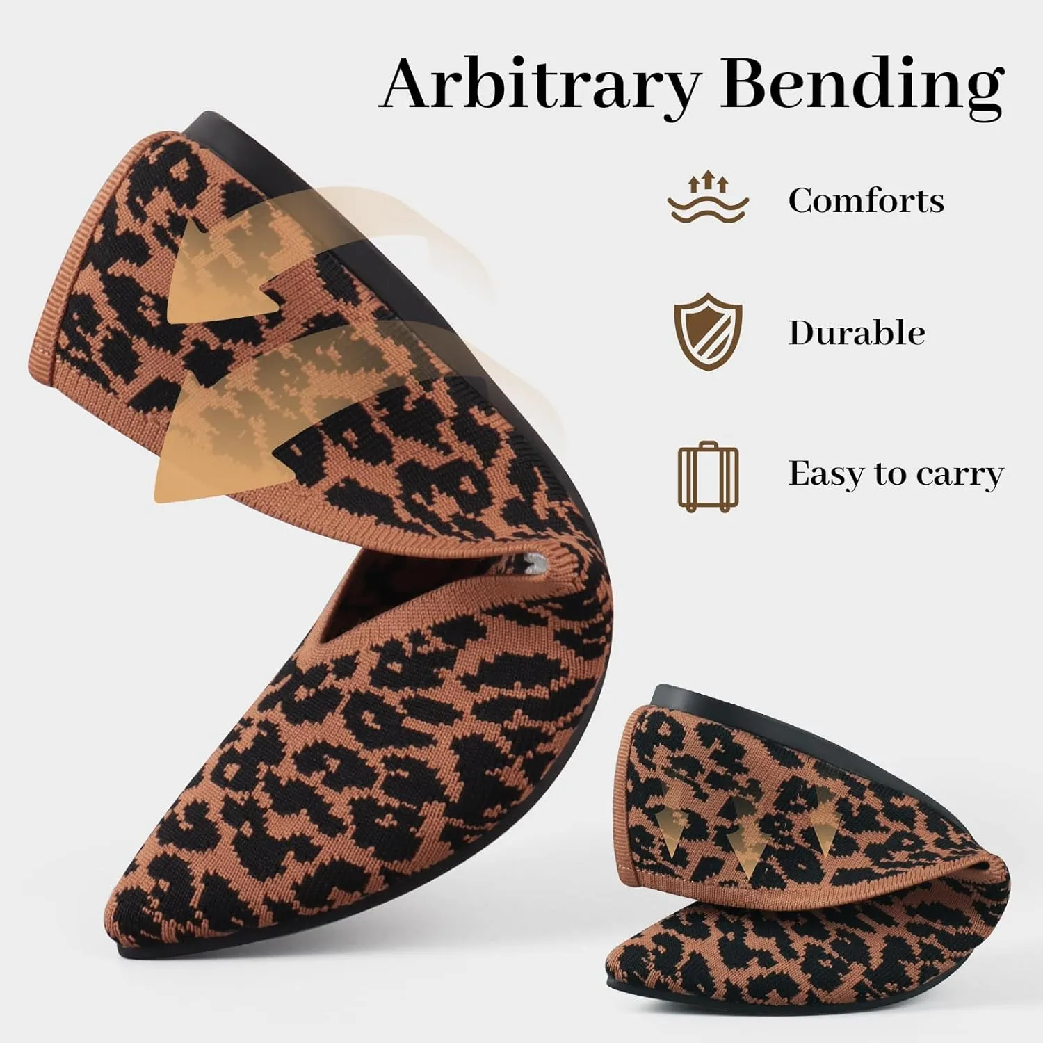 Womens Pointed Toe Flats Knit Dress Washable Flats Slip On Ballet Shoes Women Comfort Office Low Wedge