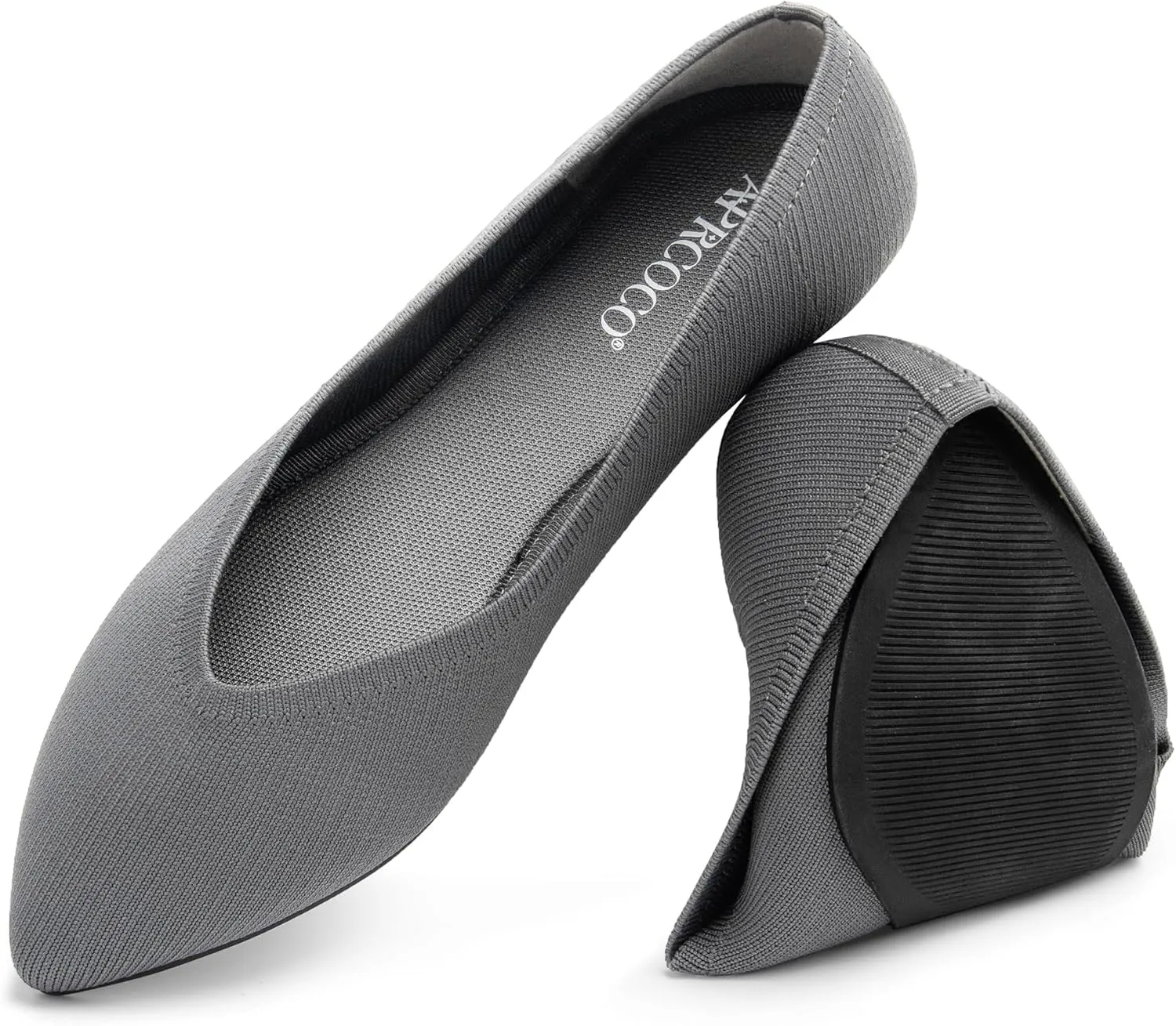 Womens Pointed Toe Flats Knit Dress Washable Flats Slip On Ballet Shoes Women Comfort Office Low Wedge