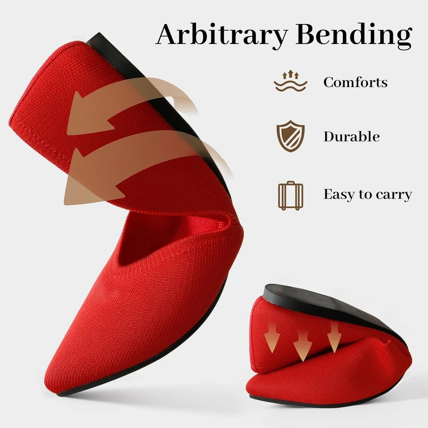 Womens Pointed Toe Flats Knit Dress Washable Flats Slip On Ballet Shoes Women Comfort Office Low Wedge
