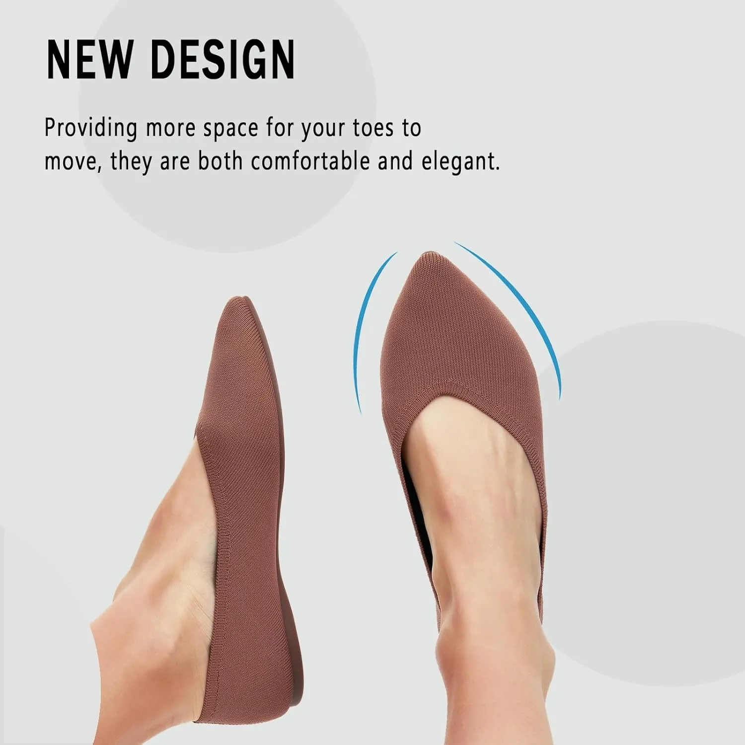 Womens Pointed Toe Flats Knit Dress Washable Flats Slip On Ballet Shoes Women Comfort Office Low Wedge