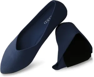 Womens Pointed Toe Flats Knit Dress Washable Flats Slip On Ballet Shoes Women Comfort Office Low Wedge