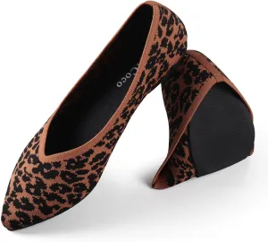 Womens Pointed Toe Flats Knit Dress Washable Flats Slip On Ballet Shoes Women Comfort Office Low Wedge