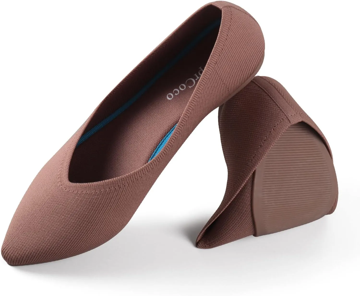 Womens Pointed Toe Flats Knit Dress Washable Flats Slip On Ballet Shoes Women Comfort Office Low Wedge