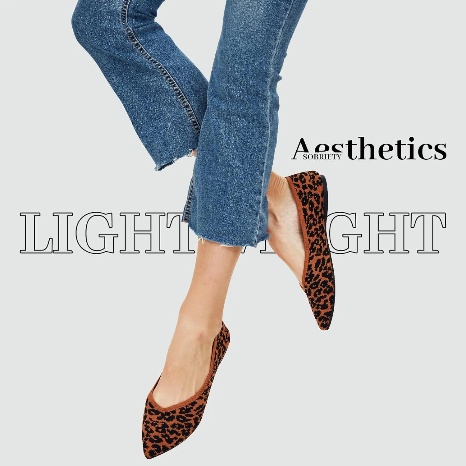 Womens Pointed Toe Flats Knit Dress Washable Flats Slip On Ballet Shoes Women Comfort Office Low Wedge