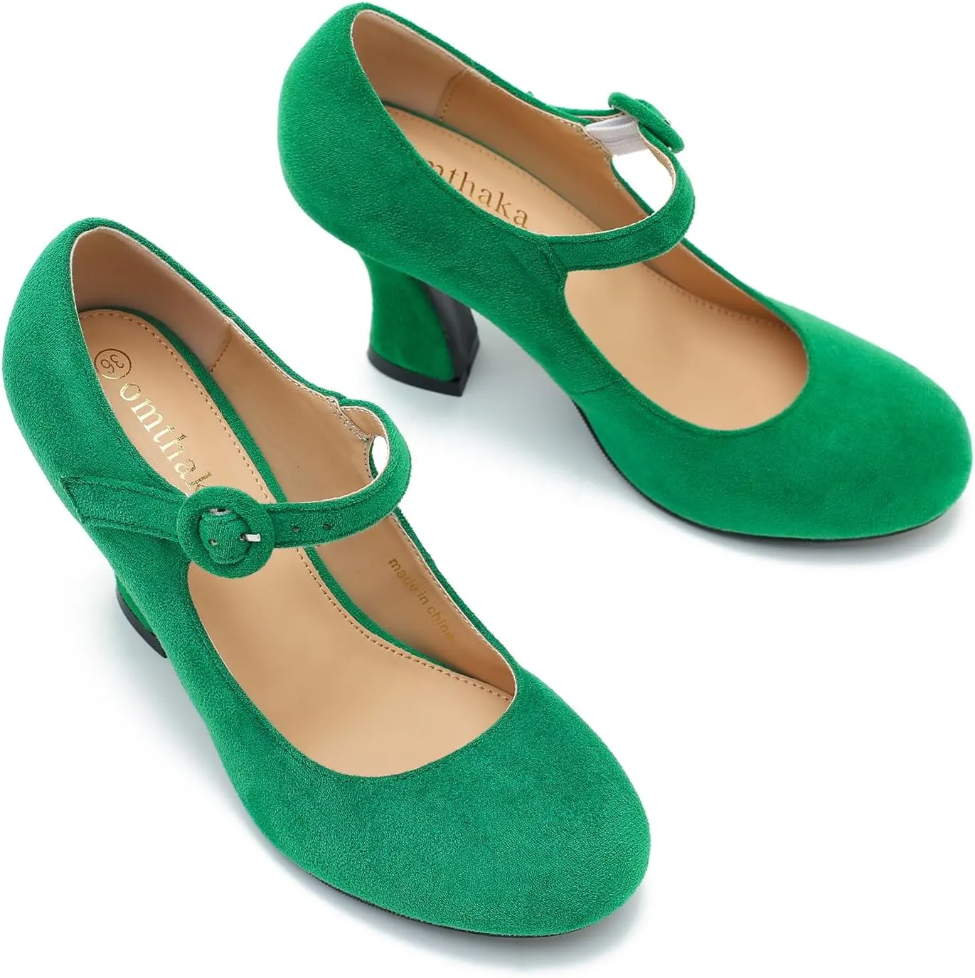 Women's Pumps Ankle Strap High Heels Close Toe Classic Comfortable Chunky Heel Mary Jane Shoes for Women Dressy Wedding Party