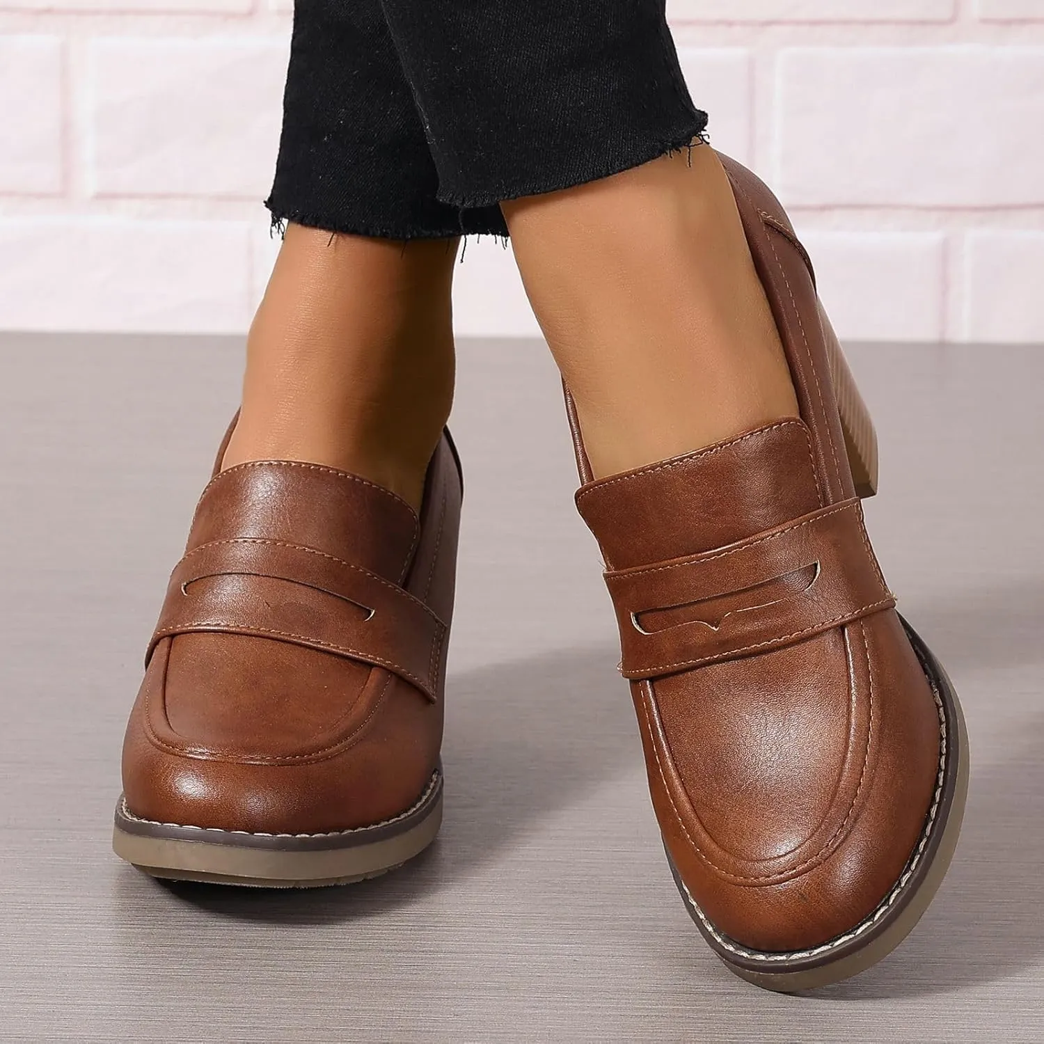 Women's Pumps Block Chunky High Heel Comfortable Classic Dressy Office Business Oxfords Shoes US5-11