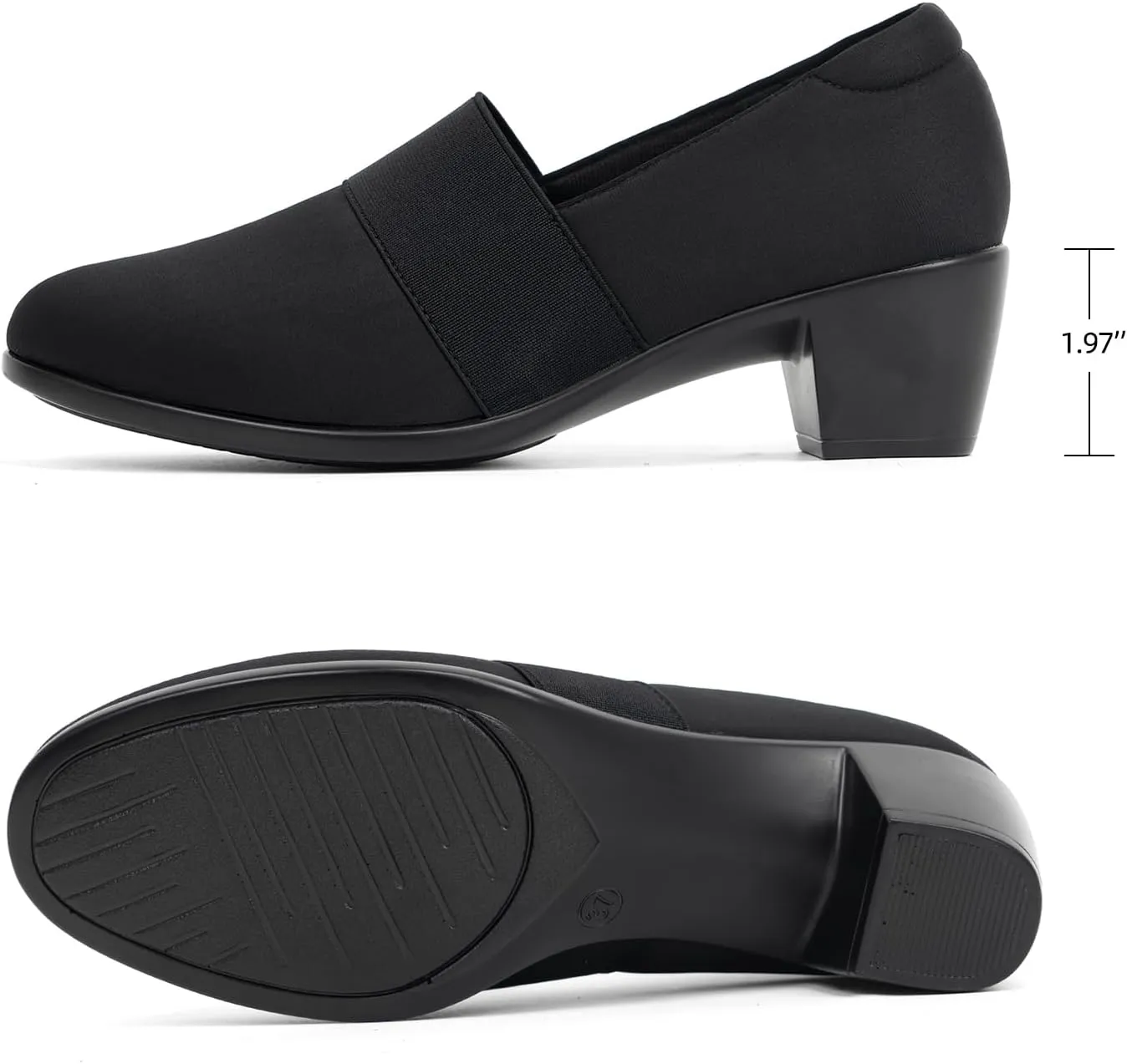 Women's Pumps Chunky Low Block Heel Slip-on Work Shoes Bunion Arch Support Comfortable Dressy Pumps