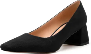 Women’s Pumps, Chunky Low Block Heels Square Closed Toe Dress Pumps Shoes for Women