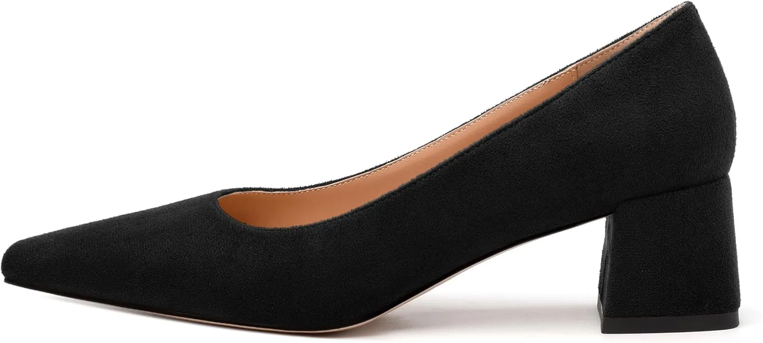 Women’s Pumps, Chunky Low Block Heels Square Closed Toe Dress Pumps Shoes for Women