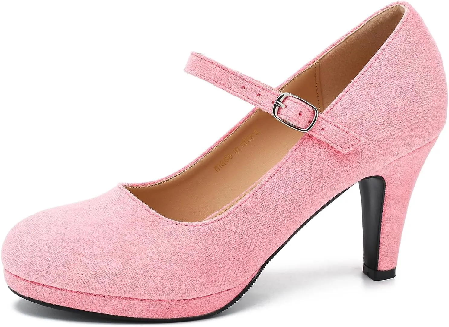 Women's Pumps Close Toe High Heels Classic Round Toe Mary Jane Comfortable Low Platform Ankle Strap Dress Shoes