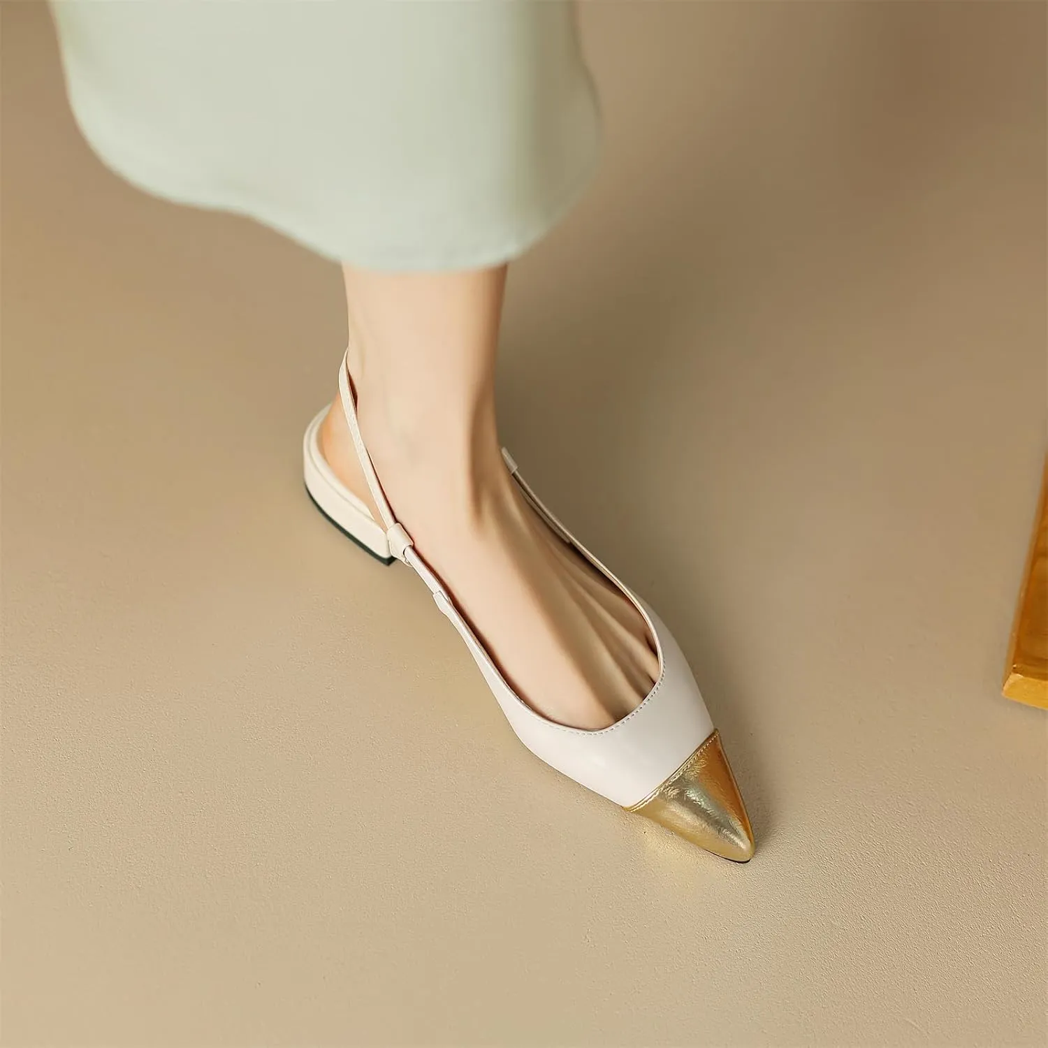 Women's Retro Cap Pointed Closed Toe Pump Slip-On Slingback Two Toned Chunky Low Block Heel Buckle Classic Work Office Church Casual Comfort Dress Shoes Business Party Shopping Dating Sandals