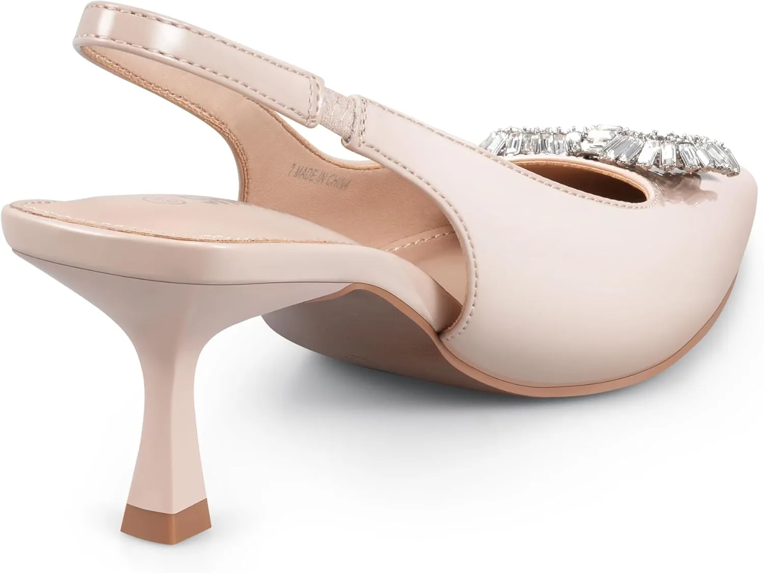 Women's Slingback Kitten Heels with Sparkly Rhinestone Bow - 2.4'' Inches Pointed Toe Pumps for Wedding Party Dress