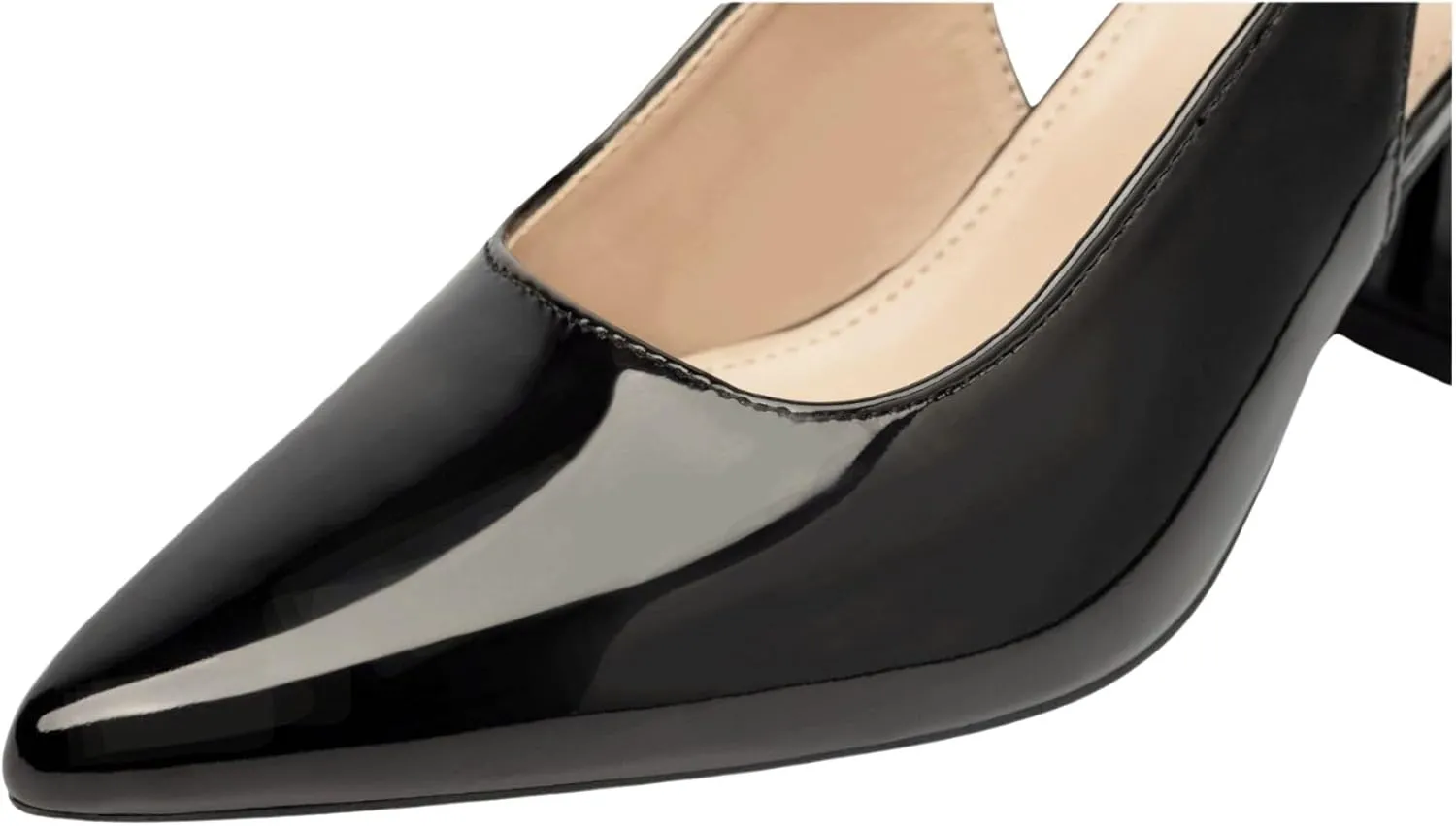 Women’s Slingback Pumps with Ankle Strap, Block Chunky Heel Shoes Pointed Toe with Adjustable Buckle Strappy Heels Wedding Party Dress Shoes Work Pumps