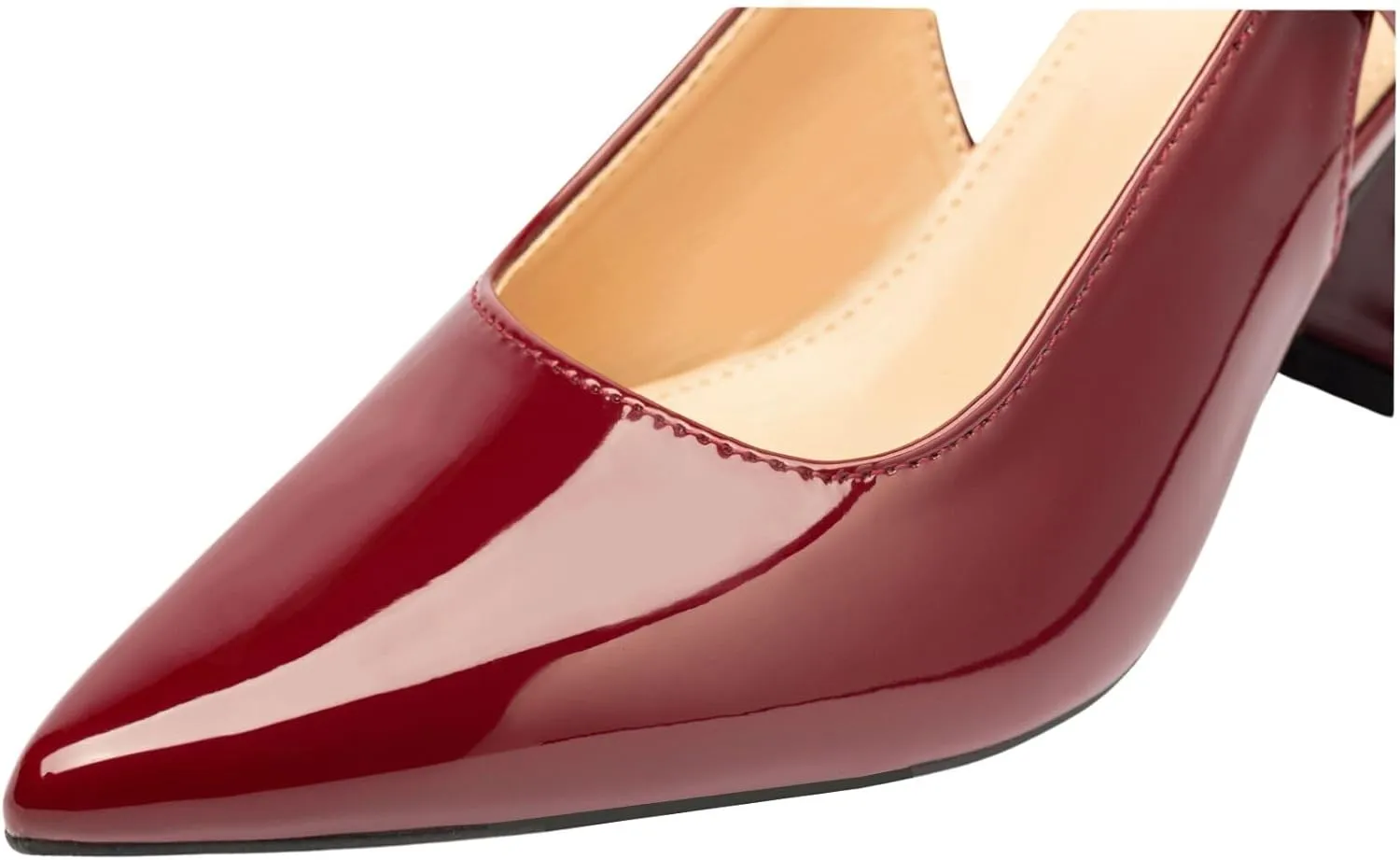 Women’s Slingback Pumps with Ankle Strap, Block Chunky Heel Shoes Pointed Toe with Adjustable Buckle Strappy Heels Wedding Party Dress Shoes Work Pumps